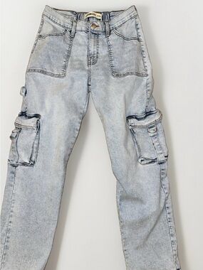 Utility Cargo Relaxed Jeans in Light Blue by Unbranded